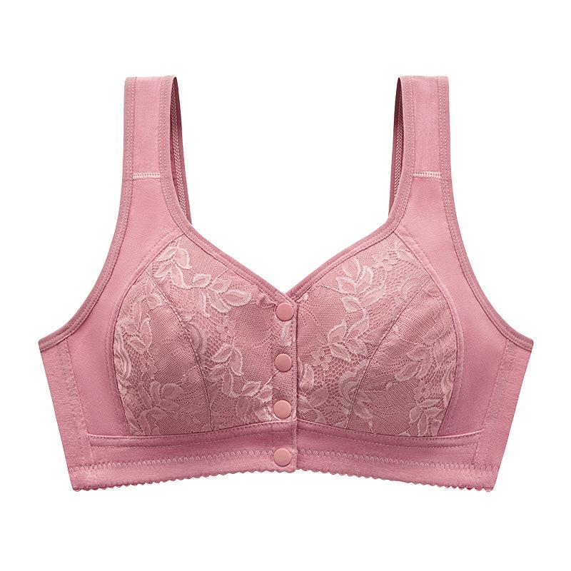 Fashion Middle-aged and Elderly Front Buckle Vest Type Mother Underwear Women's Comfortable Bra Large Size No Steel Ring Bra