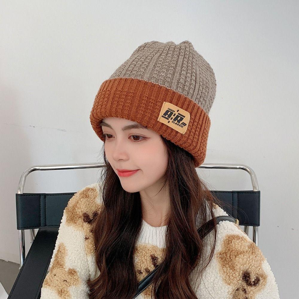 Crochet Knitted Beanie Solid Color Knitted Stacking Hat Harajuku Winter Cold Hat  Autumn