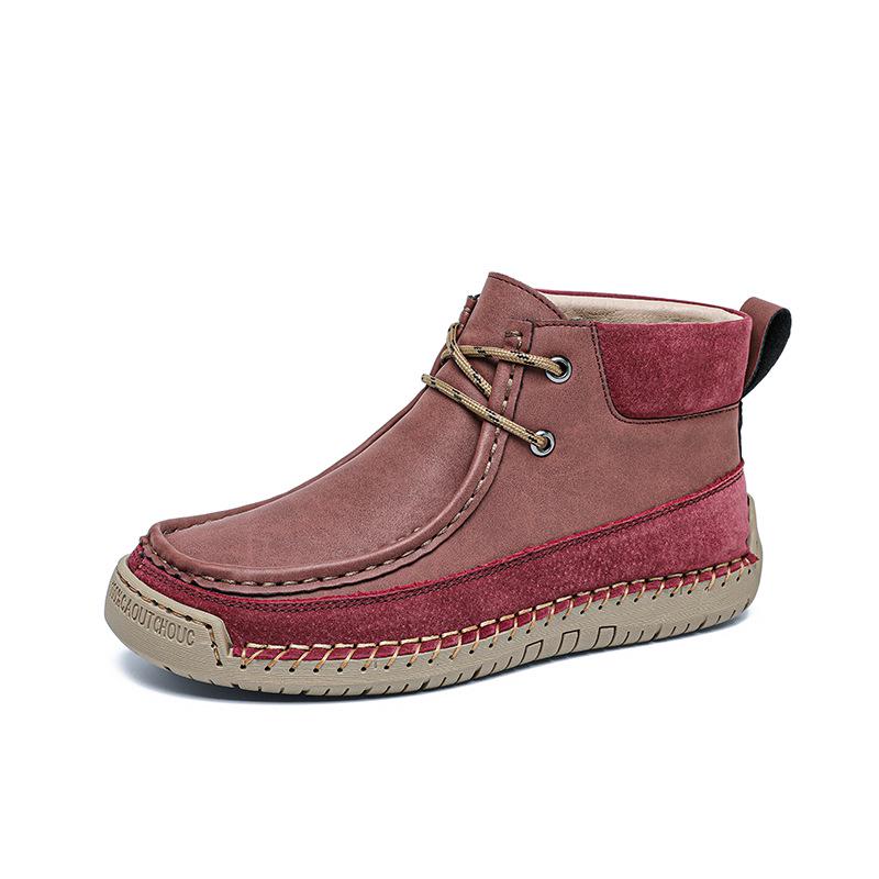 Women's Non-slip Soft Sole Ankle Boots, Spring/Autumn Plus Size Casual Hand-stitched Mother's Shoes