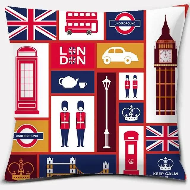 

Home Decor LOVE England Series Printed Square Polyester Pillowcase Cushion Cover Bedroom Living Room Ornament funda de almohada 66x66cm бордовый