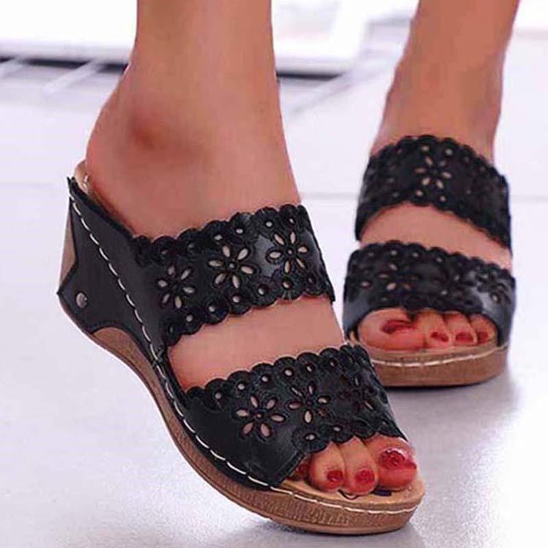 Fashion Summer Women Shoes Sandals Non-Slip Women Shoe Slip On Women's Sandals Wedge Sandals Ladies Retro Footwear Slippers Women