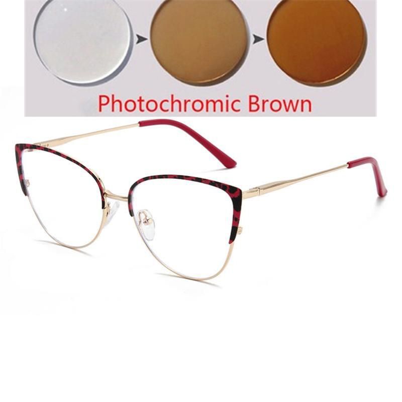 Blue Light Blocking Women Cat Eye Nearsighted Glasses Metal Leopard Frame Short-Sight Eyeglasses Diopter 0 -0.5 -0.75 To -6.0
