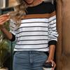 Autumn Women's Long Sleeve Round Neck Striped Sweatshirt for Women