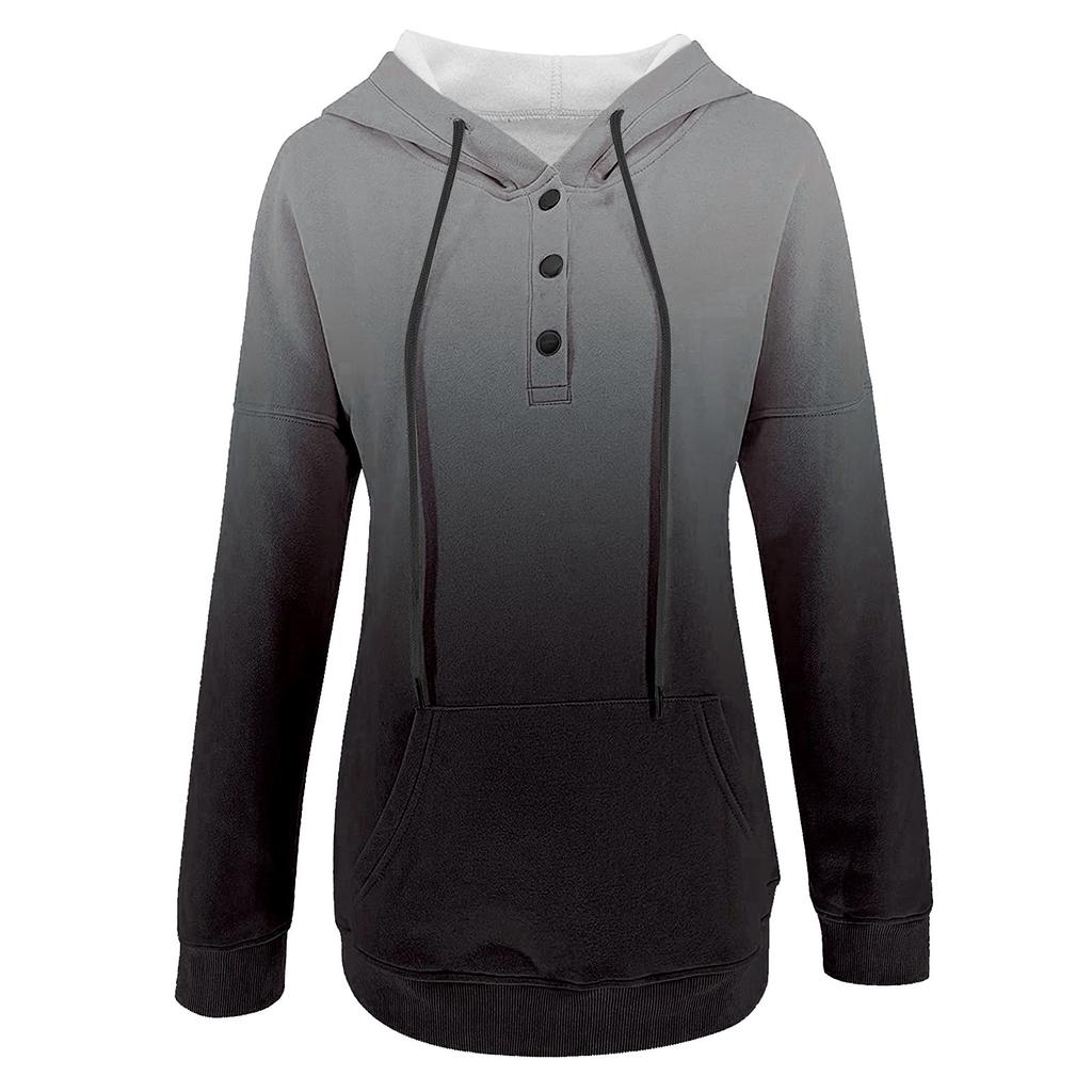 Women's Casual Fashion Gradual Change Print Long Sleeve Pullover Hooded Top Sweatshirts