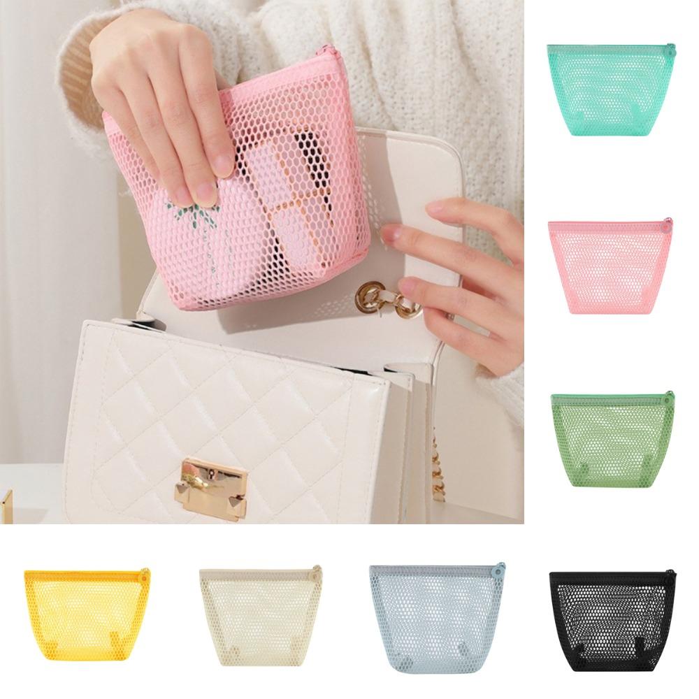 New Mesh Cosmetic Bag Portable Mini Mini Wallet Pouch Transparent Zipper Coin Purse Travel