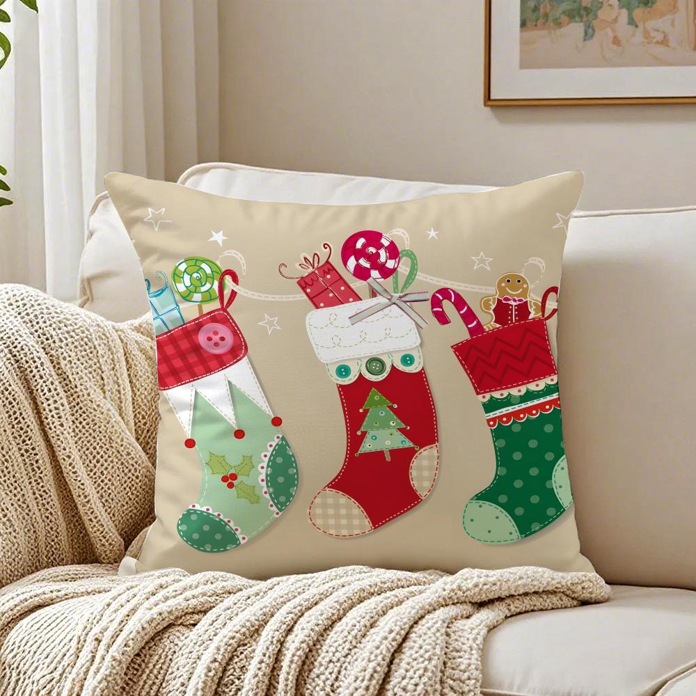 Christmas Stocking  Holiday Cushion Cover Pillowcase Antidustmite living Room Sofa Decor Cushion Room