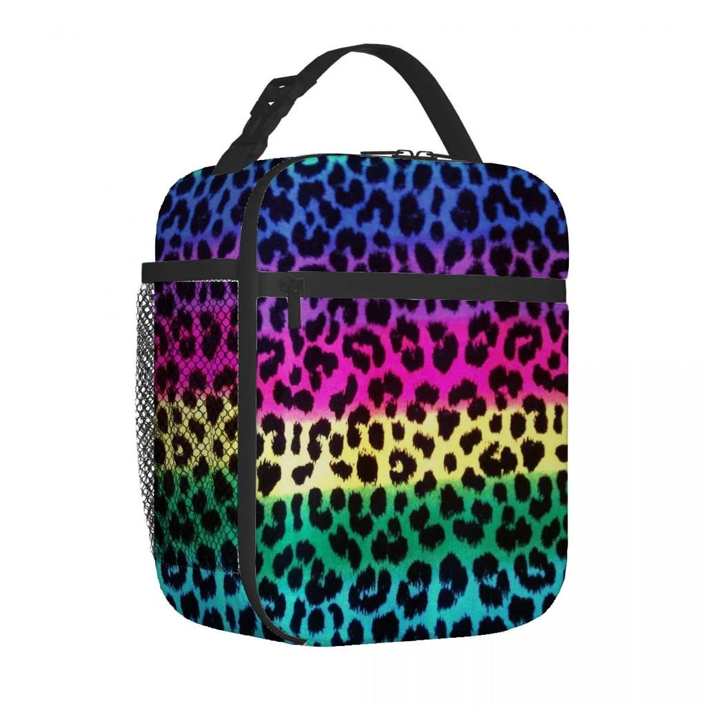 Leopard Print Portable Aluminum Foil Thickened Insulated Office Lunch Bag Waterproof Lunchs Bags Tote Bags