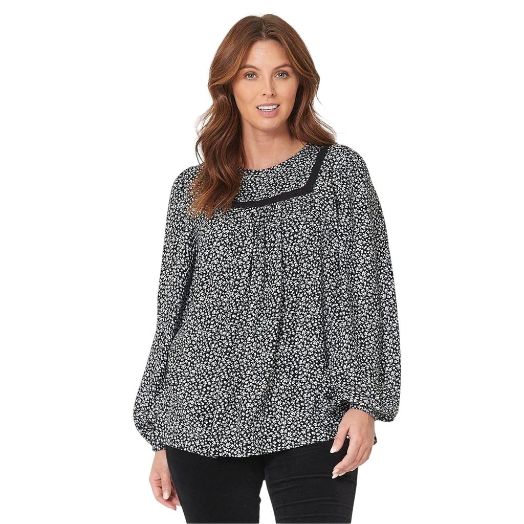 Be You Womens/Ladies Floral Viscose Yoke Neck Balloon Sleeve Blouse