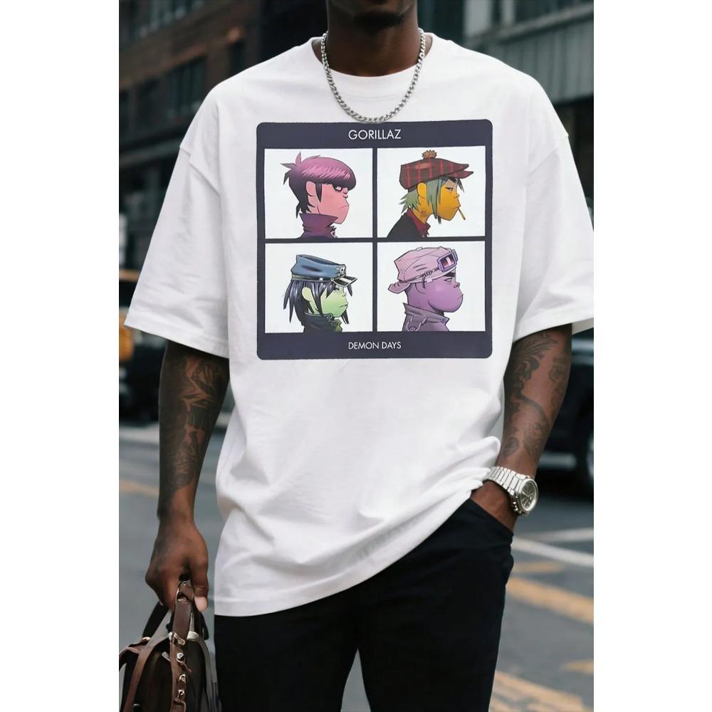 Gorillaz Album Graphic Fashion Summer Men's T-Shirt Unisex O-Neck Cotton Short Sleeve Oversized Outdoor