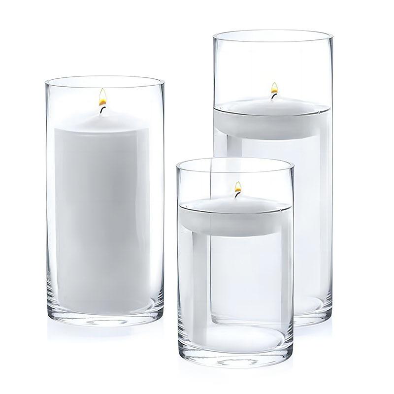 Glass Candle Holders for European Romantic Dinner, Wedding, Birthday, or Hotel Events - Floating Water Candles Included