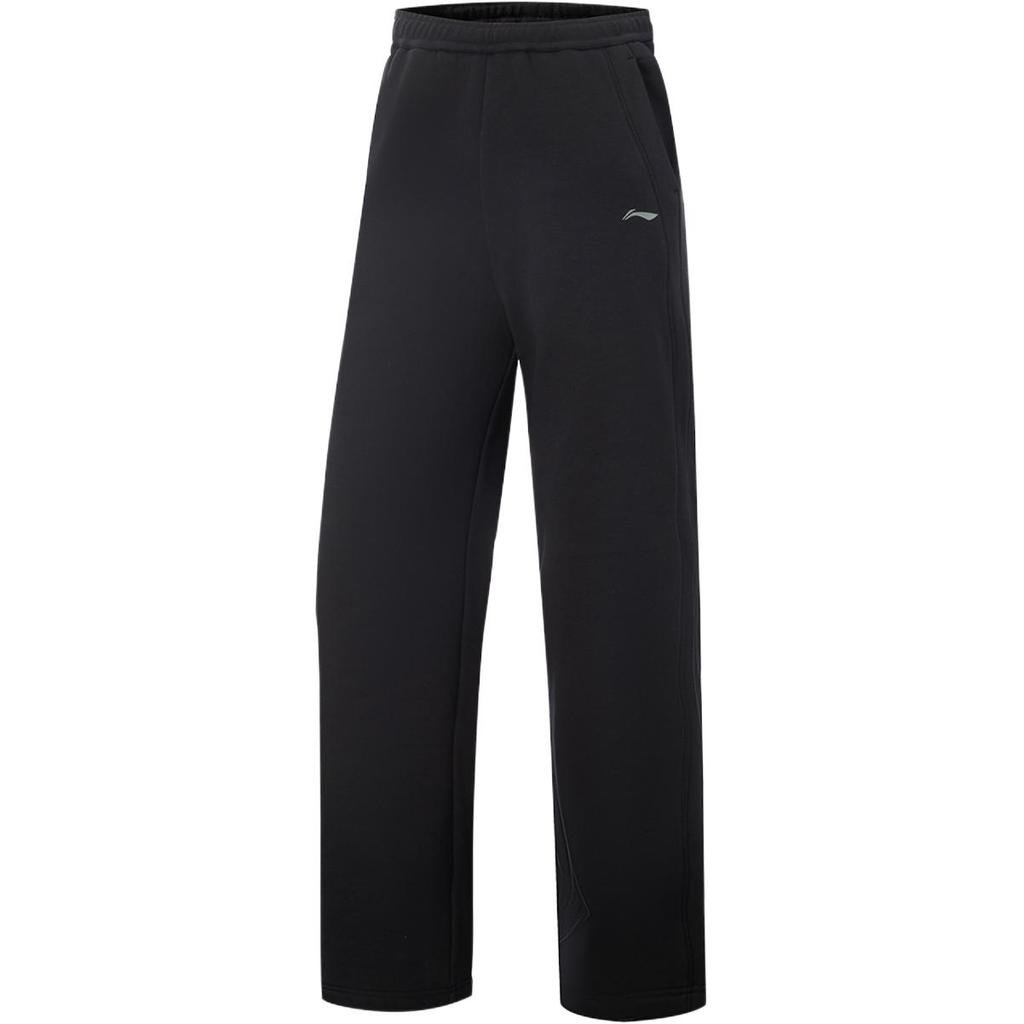Li-Ning Fashionable Wide-Leg Mid-Waist Casual Fleece-Lined Warm Knitted Sports Pants Women bottoms AKLV972-9