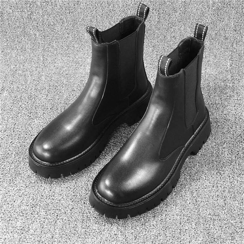 2025 Autumn Men's Chelsea Boots Versatile Platform Martin Boots Medium Tube Sleeve Feet Lazy Boots Men's Boots
