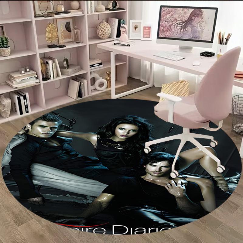 1pc The Vampire Diaries4 Print Round Carpet Chair Round Carpet Suitable for Bedroom Living Room Home Decorative Carpet