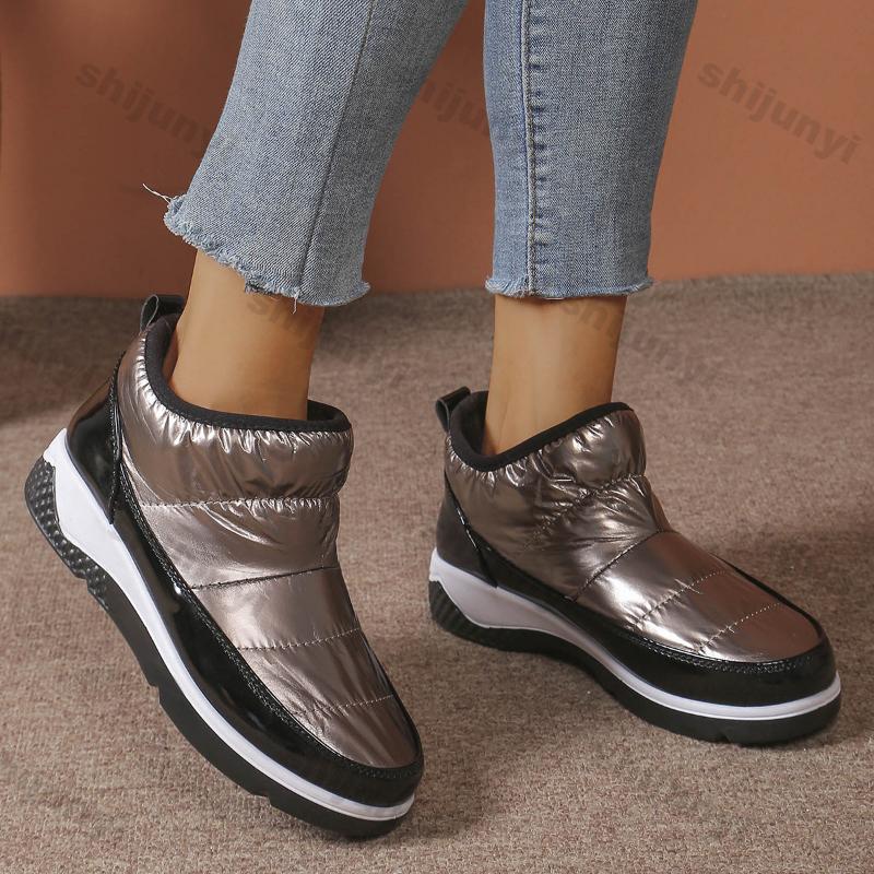 Fashion Women Flats Fur Ankle Snow Boots Cotton Shoes Winter New Plus Fleece Thickened Warm Short Plush Boots Design Casual Botas Mujer