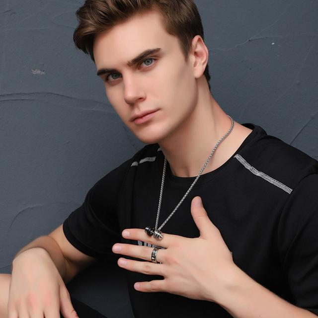 

Ожерелье-гантель, мужское парное ожерелье, кулон из нержавеющей стали, фитнес-ожерелье, штанга, спортивные подарки для мужчин, ювелирные изделия на шею 50cm