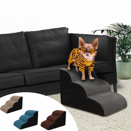 Dog Climbing Ladder 2/3 Step Arc Design Sponge Non-slip Pet Ramp Stairs for Puppy
