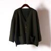 Johnature Spring Women Cardigan Swetry Solid Color Loose V-Neck Long Sleeve All Match Pockets Coats