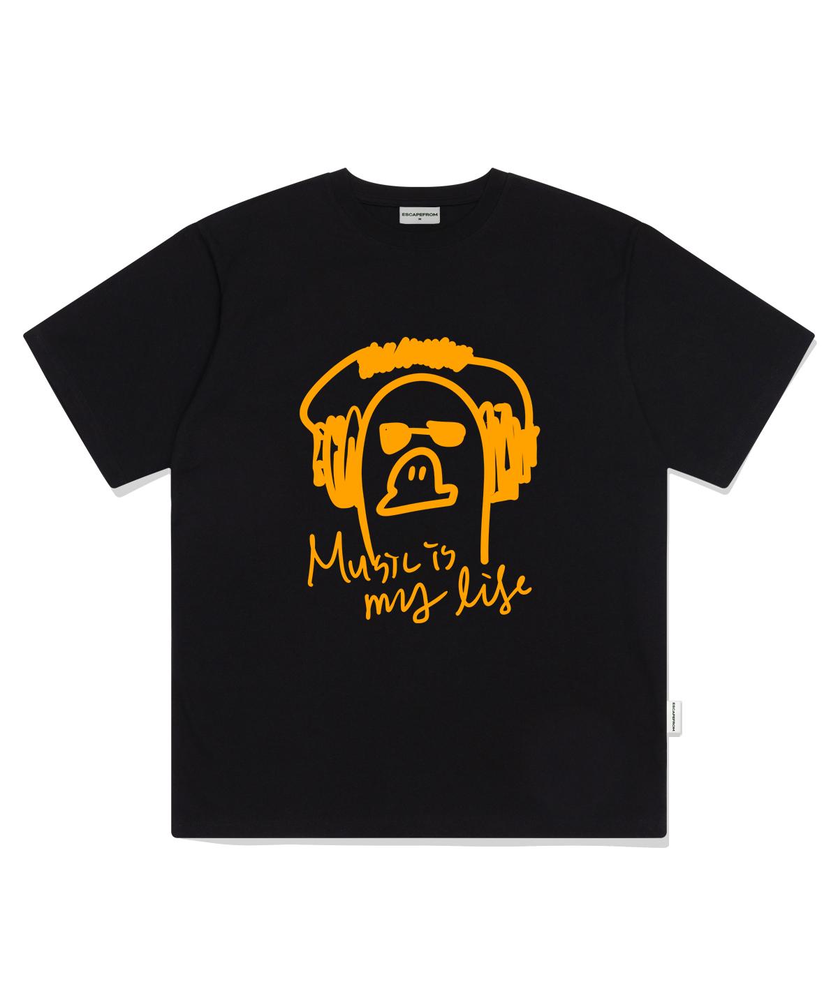 Escape From Music Is My Life Print Oversized Short Sleeve T-Shirt Black S