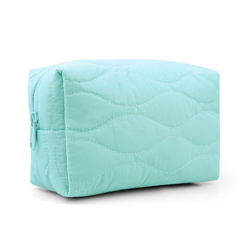 Bolsa de Cosméticos de Nailon Acolchada Suave de Plumón Bolsa de Lavado para Almacenamiento