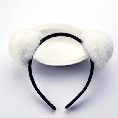 Plush Hair Hoops Cat Ears Headband for Women Girl Big Hair Ball Headband Tiara Party Hairband Hair Accessories Panda Ear