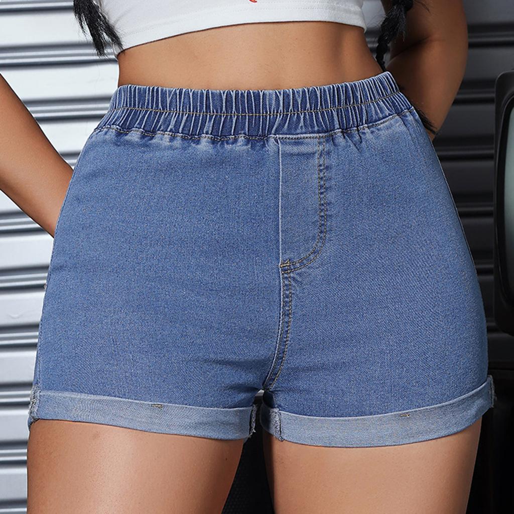 Women's Color Jeans Stretch Slim Fit Distressed Denim Shorts