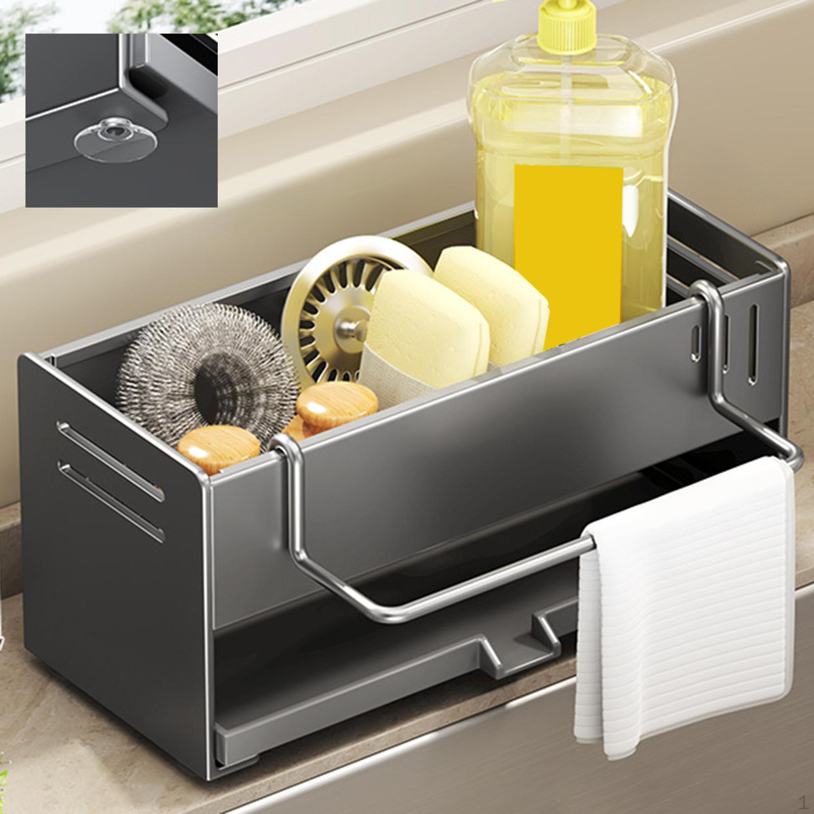 

Органайзер для кухонной мойки с самосливом, противоскользящий, со съемным подносом и держателем для губки A with towel rack