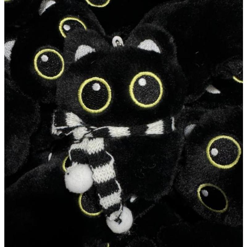 Little Black Cat Bag Pendant Cartoon Cute Animal Plush Doll Student Backpack Fashion Pendant Car Keychain Birthday Surprise Gift