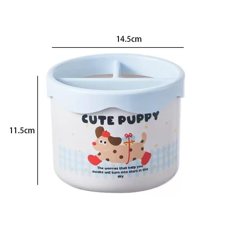 

Cute Makeup Brush Storage Box, Large Capacity Divided Organizer, Desktop Cartoon Cosmetic Eyebrow Pencil Storage Box