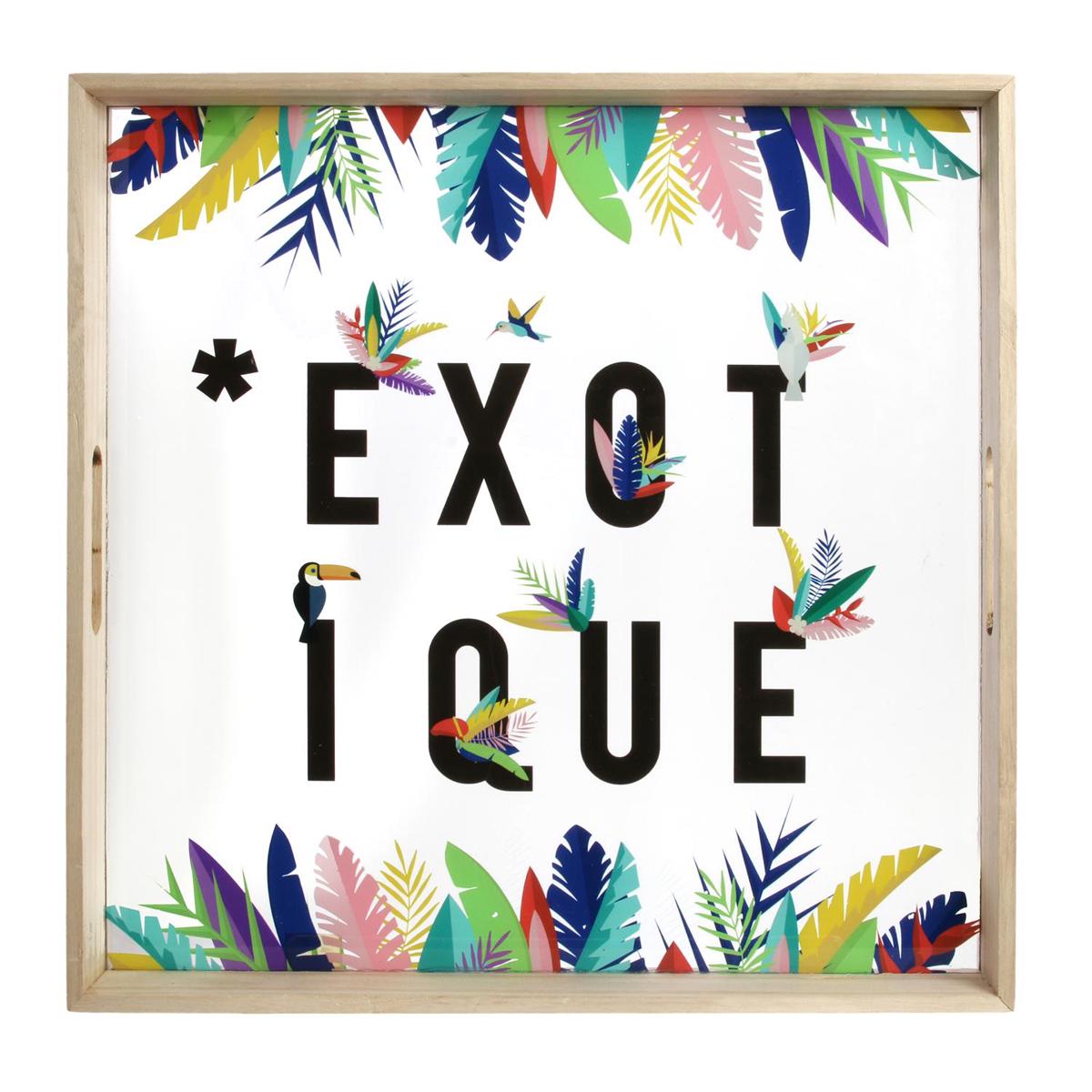 

Les Trésors De Lily [Q7744] - Multicolored Beige Tropical Glazed Wooden Serving Tray (Exotic) - 40x40x5 Cm