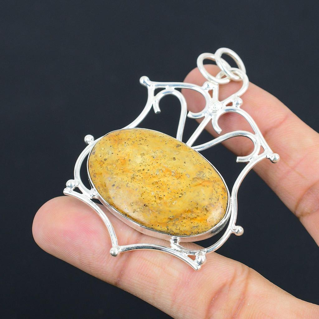 Womens day Deal 925 Sterling Silver Picture Jasper Stone Unique Artisan Pendant