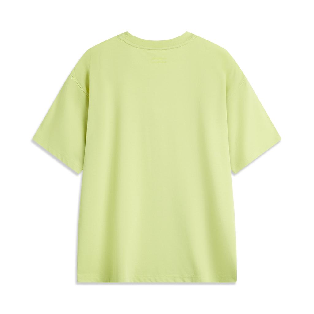 Li Ning Sports Fashion Series Logo Letter Round Neck Comfortable Breathable Versatile Loose Short Sleeve T-Shirt Men T-Shirt Glazed-Green AHSU669-8
