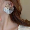 Exaggerated Metal Big Flowers Ginkgo Biloba Leaf Imitation Pearl Geometry Stud Earrings Personality Jewelry Girlfriend Gift