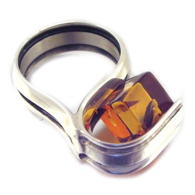 Bague Argent 'Nova' Ambre