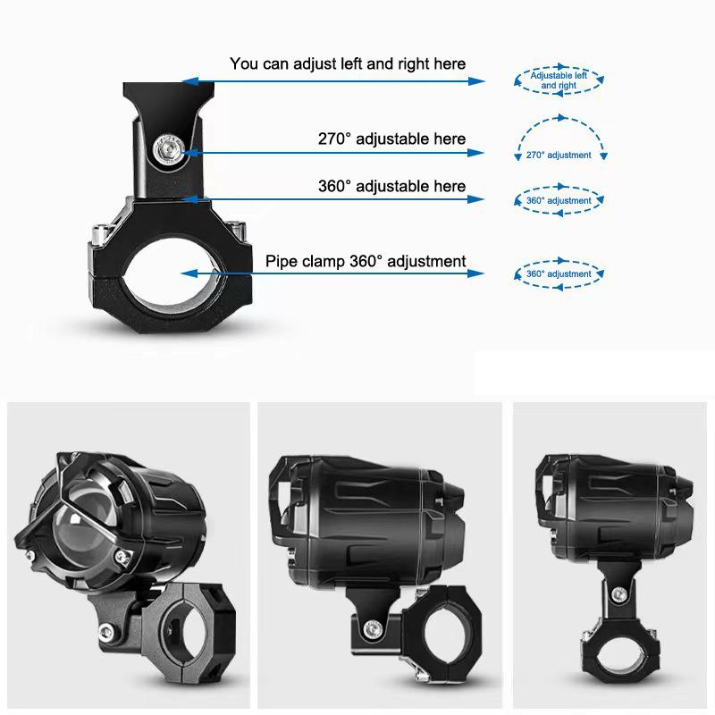 Universal Adjustable Motorcycle Headlight LED Spotlight Bracket Aluminum Mount Holder for Offroad Adventure Riding