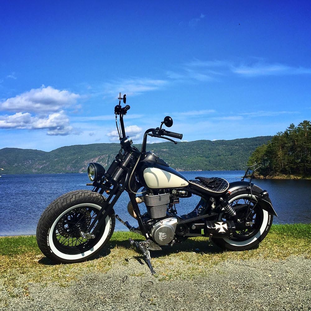 M8 M10 Schwarze Motorradspiegel, 2 Stück Universelle Runde Form Rückspiegel Seitenspiegel Kompatibel mit Harley Street Glide Softail Sportster und Mehr