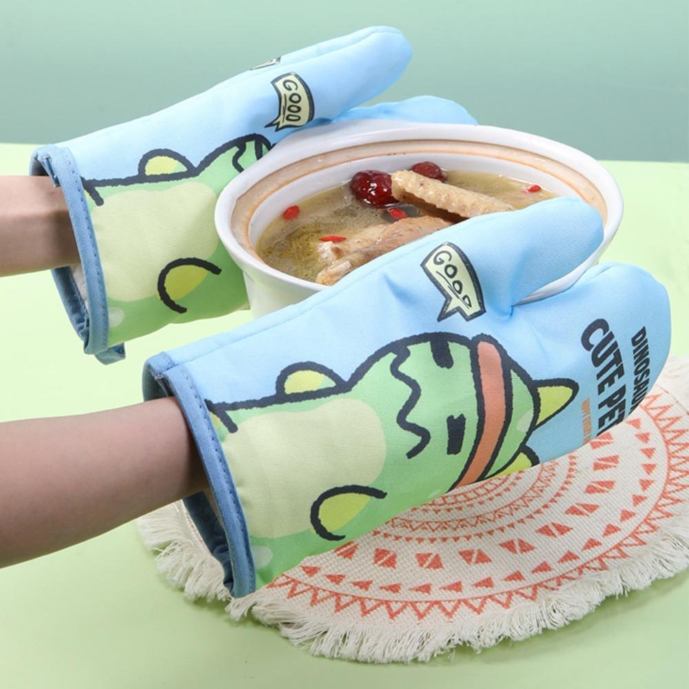 2PCS Cartoon Printed Heat Resistant Glove Heat Insulated Baking Glove Durable Oven Mitt  Kitchen