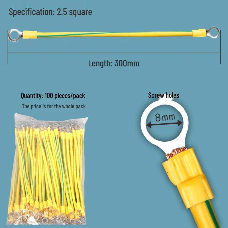 Xunfa Yellow-Green 2.5mm² Grounding Wire (100-Pack)