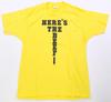 Rare VTG SCREEN STARS Here’s The Beef Arrow T Shirt 80s Raunchy Humor Yellow L