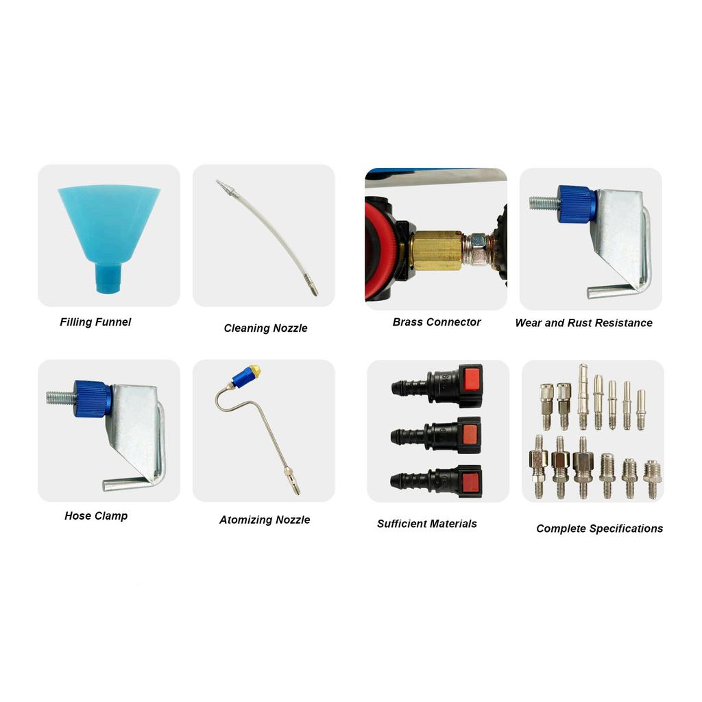 Araba Yakıt Sistemi Temizleyici Kiti Otomotiv Enjeksiyon Nozülü Kelebek Boğaz Asılı Şişe Temizleme Alet Seti