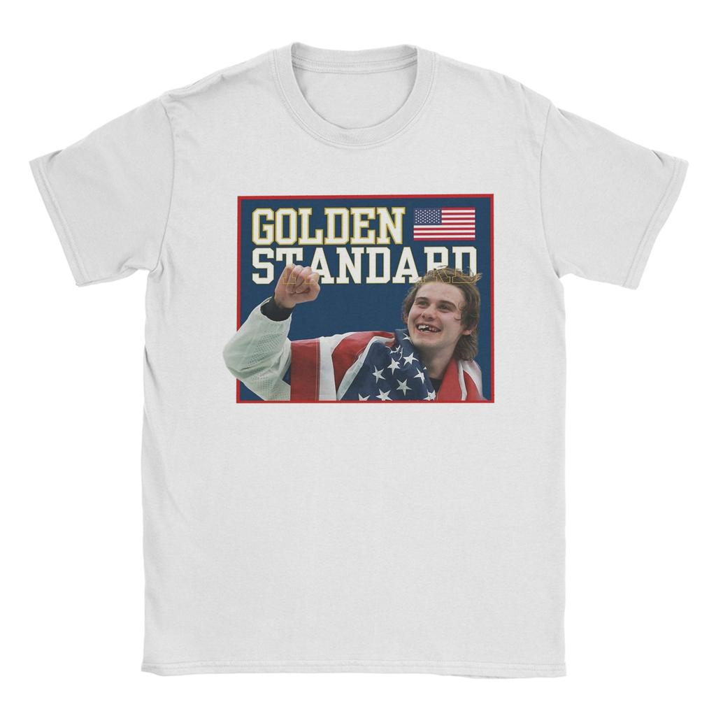 Jack Hughes Gold Hockey USA TShirt Unisex Fashion Pure Cotton Tees Round Collar Short Sleeve T Shirts Gift Idea Clothes