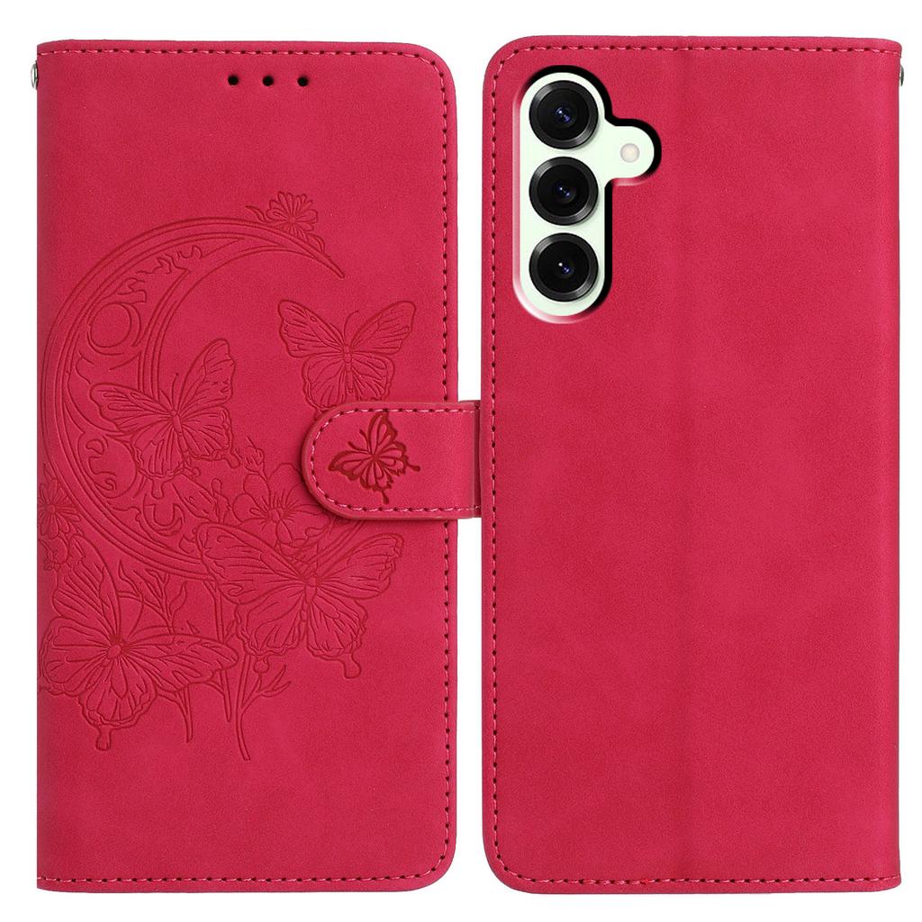 For Samsung Galaxy S25+ Case Butterfly Flower Imprinted PU Leather Wallet Stand Phone Cover