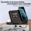 5 In1 Wireless Chargers Stand LED Digital Alarm Clock Thermometer Fast Charging Dock Station for iPhone 15 14 IWatch