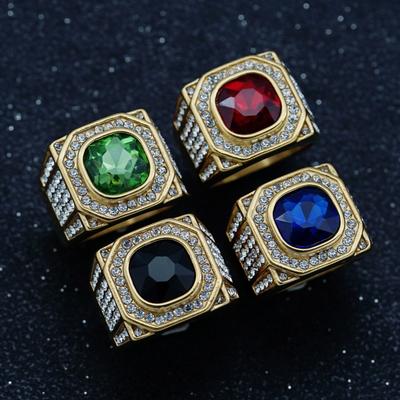 Ring New Full Diamond Three-dimensional Color Diamond Gem Personalized Men's Ring