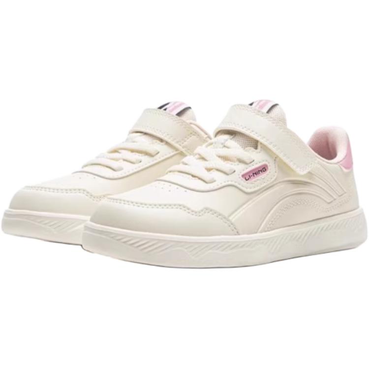 Li Ning Kids Sports Lifestyle Synthetic Leather Comfortable Versatile Shock Absorption Low Top Kids Sneakers Kids Sneakers Off-White YKNV073-2