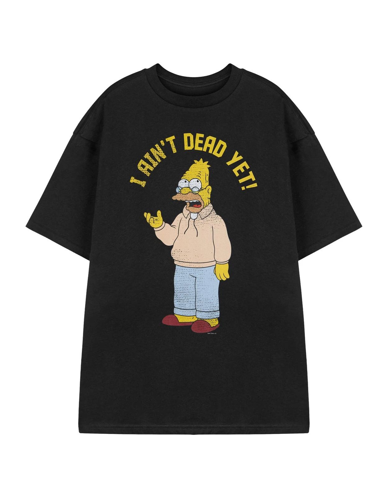 

The Simpsons Black I Ain t Dead Yet Short Sleeved 100% Cotton T-shirt Mens Tees Top Mens XL