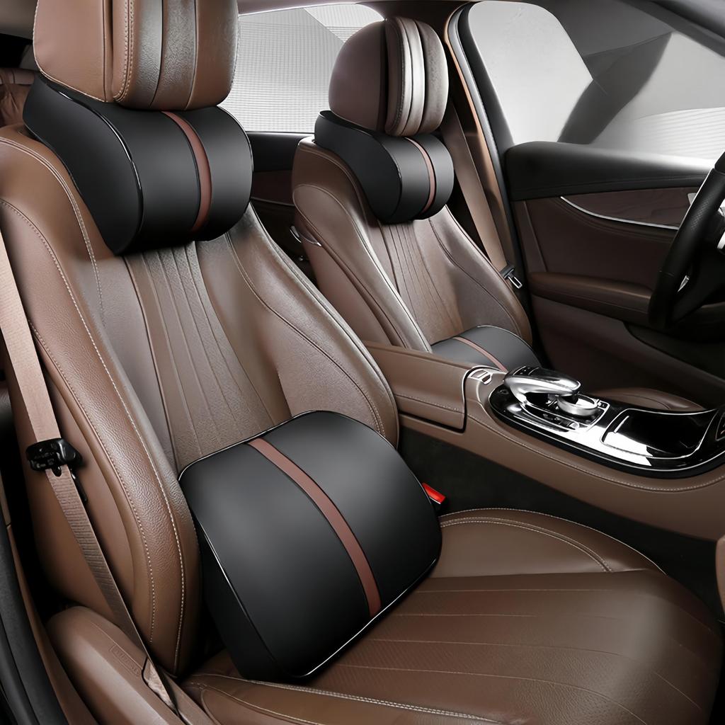 Car Leather Headrest Lumbar Cushion Memory Foam Neck Pillow Lumbar Pillow Car Lumbar Headrest Memory Foam Core