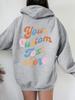 Down Sleeve Women'S Fleece Sweater Plain Letter Print Kangaroo Pocket Drawstring Print Hoodie