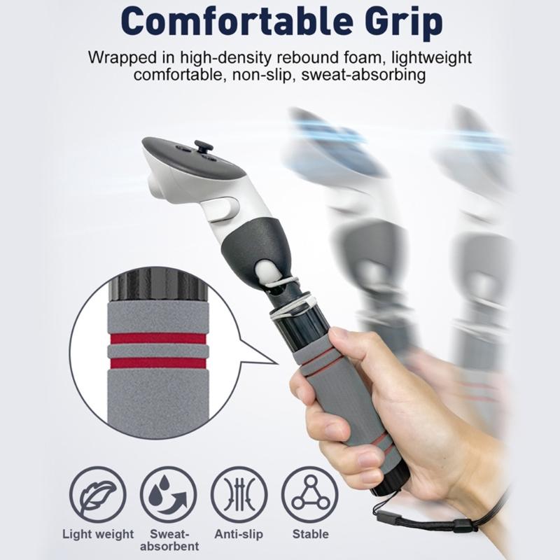 VR Sabers Handle Accessories and Long Stick Handle Extension Grips for 3 VR Controllers