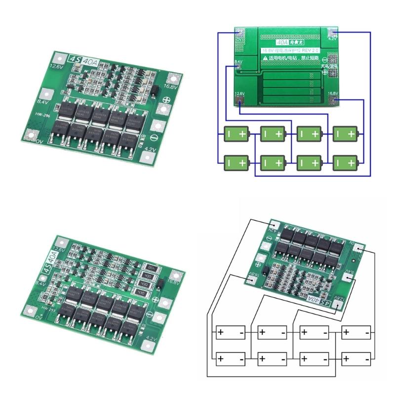 4S 40A 18650 Lithium Battery Protective Board 16.8V with Over Charge Discharge Over Current Protective Circuit Board