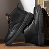 Winter Men Boots British Style Mens Ankle Boots High Top Business Leather Boots Outdoor Casual Shoes Thick Soled Work Boots